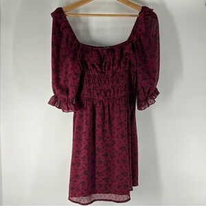 Francesca's | Mi ami Maroon Milkmaid Loose Sleeve Dress Medium